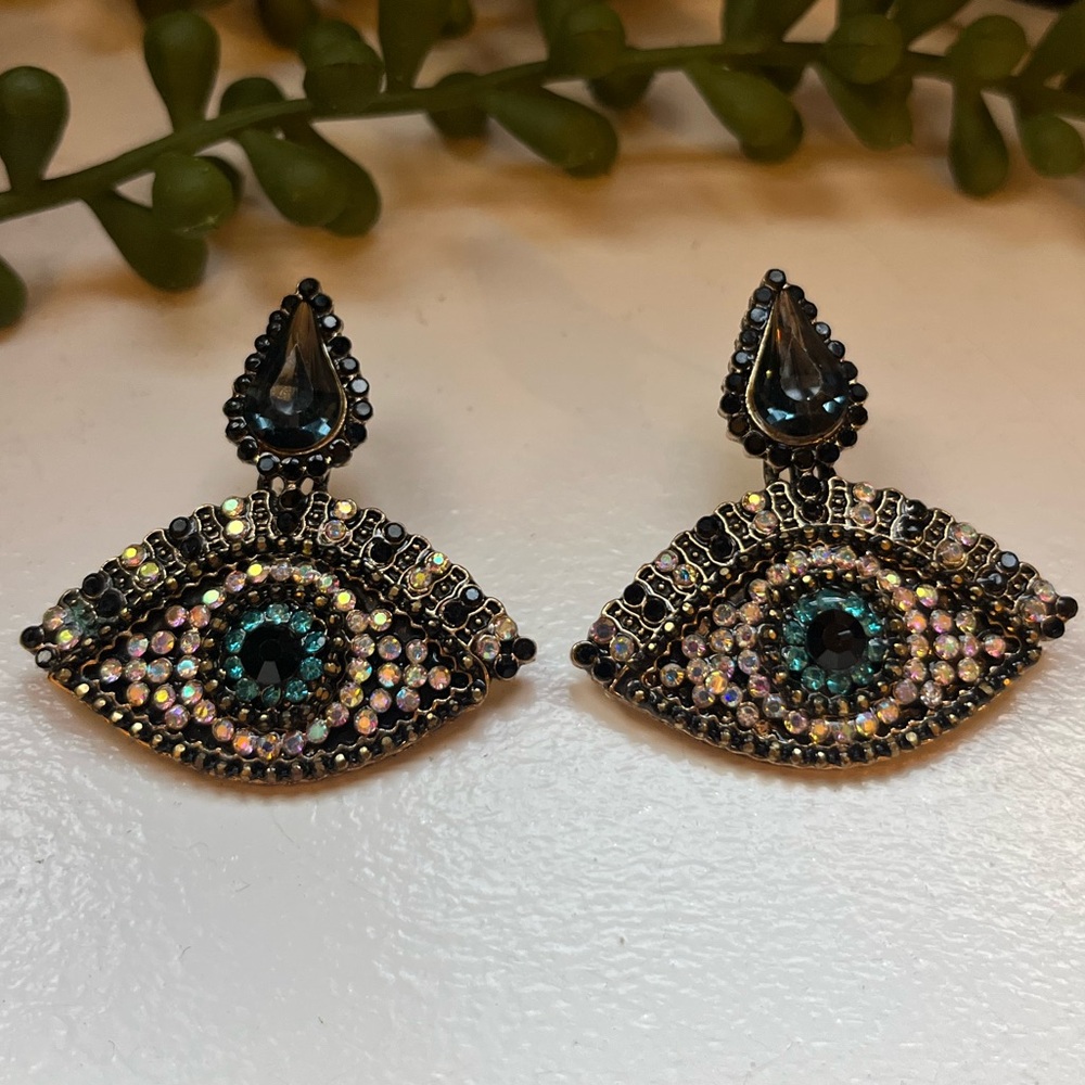 Teardrop Turkish Evil Eye Earrings